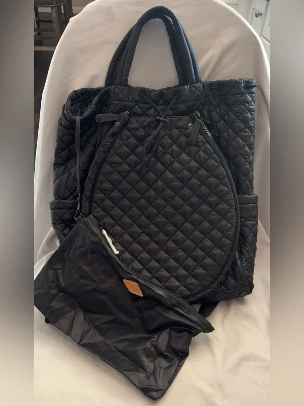 MZ Wallace DOUBLES Black Quilted Backpack Bag $295 NEW